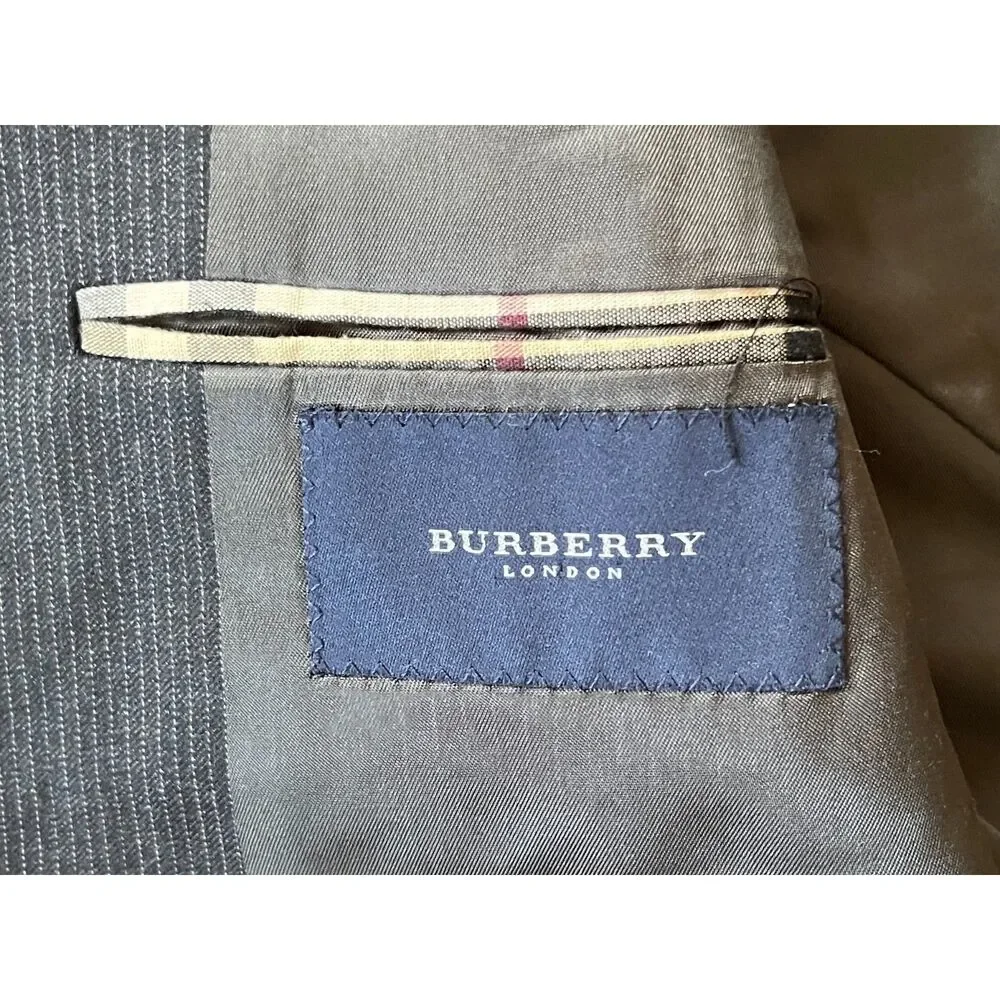 BURBERRY LONDON Gray Stripe Sports Coat Suit Blazer Jacket  Mens Size 39R